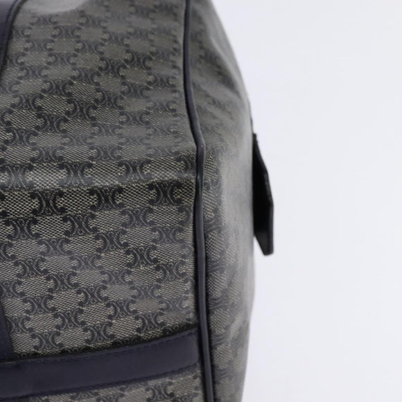 CELINE Macadam Canvas Boston Bag Navy Gold Auth SW1516