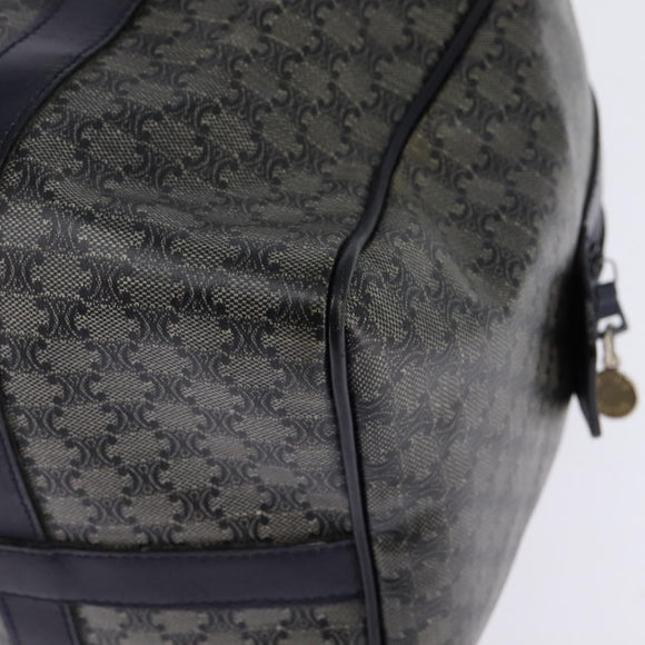 CELINE Macadam Canvas Boston Bag Navy Gold Auth SW1516