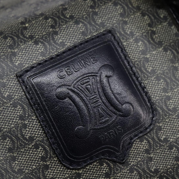 CELINE Macadam Canvas Boston Bag Navy Gold Auth SW1516