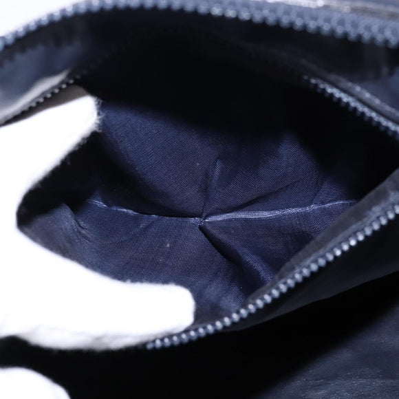 CELINE Macadam Canvas Boston Bag Navy Gold Auth SW1516