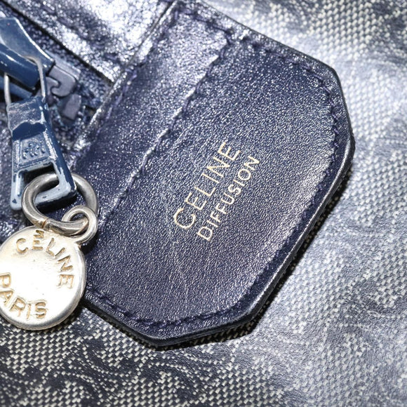 CELINE Macadam Canvas Boston Bag Navy Gold Auth SW1516