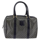 CELINE Macadam Canvas Boston Bag Navy Gold Auth SW1516-13