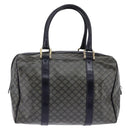 CELINE Macadam Canvas Boston Bag Navy Gold Auth SW1516-2
