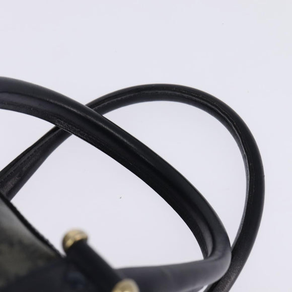 CELINE Macadam Canvas Boston Bag Navy Gold Auth SW1516