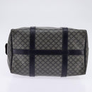 CELINE Macadam Canvas Boston Bag Navy Gold Auth SW1516-5