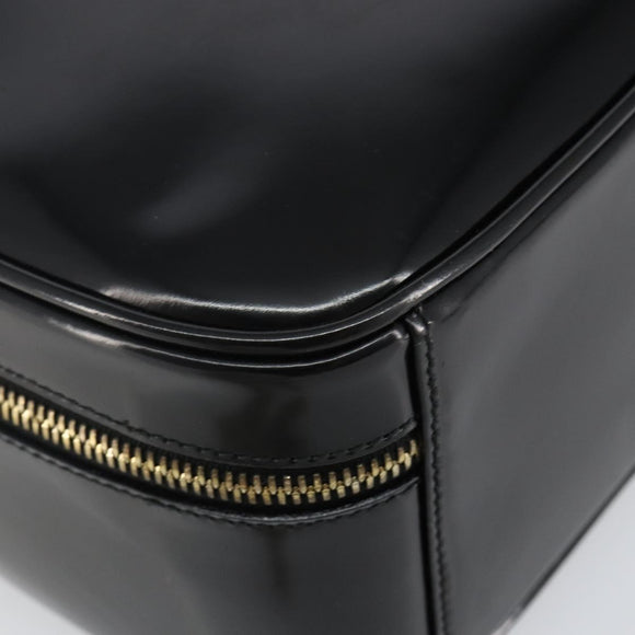 GUCCI Bamboo Hand Bag Enamel Black Gold 000 3270 0323 Auth SW1517