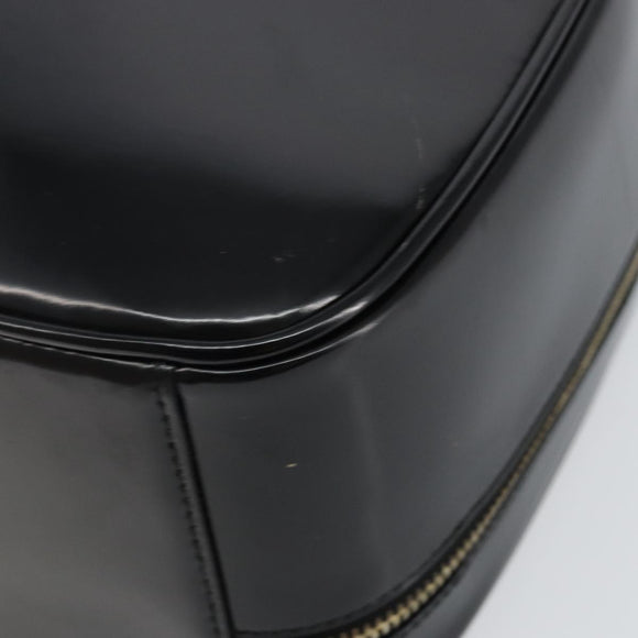 GUCCI Bamboo Hand Bag Enamel Black Gold 000 3270 0323 Auth SW1517