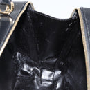 GUCCI Bamboo Hand Bag Enamel Black Gold 000 3270 0323 Auth SW1517-19