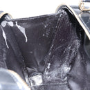 GUCCI Bamboo Hand Bag Enamel Black Gold 000 3270 0323 Auth SW1517-11