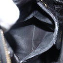 GUCCI Bamboo Hand Bag Enamel Black Gold 000 3270 0323 Auth SW1517-20