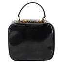 GUCCI Bamboo Hand Bag Enamel Black Gold 000 3270 0323 Auth SW1517-13