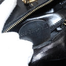 GUCCI Bamboo Hand Bag Enamel Black Gold 000 3270 0323 Auth SW1517-12