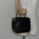 GUCCI Bamboo Hand Bag Enamel Black Gold 000 3270 0323 Auth SW1517-21
