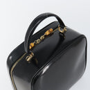 GUCCI Bamboo Hand Bag Enamel Black Gold 000 3270 0323 Auth SW1517-6