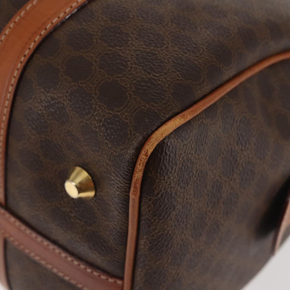 CELINE Macadam Canvas Boston Bag PVC Brown Gold Auth SW1520