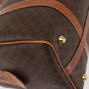 CELINE Macadam Canvas Boston Bag PVC Brown Gold Auth SW1520-15