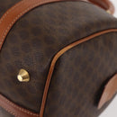 CELINE Macadam Canvas Boston Bag PVC Brown Gold Auth SW1520-16
