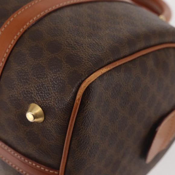 CELINE Macadam Canvas Boston Bag PVC Brown Gold Auth SW1520