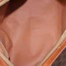 CELINE Macadam Canvas Boston Bag PVC Brown Gold Auth SW1520-10