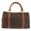 CELINE Macadam Canvas Boston Bag PVC Brown Gold Auth SW1520-2