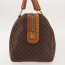 CELINE Macadam Canvas Boston Bag PVC Brown Gold Auth SW1520-4