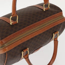 CELINE Macadam Canvas Boston Bag PVC Brown Gold Auth SW1520-6