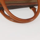 CELINE Macadam Canvas Boston Bag PVC Brown Gold Auth SW1520-7