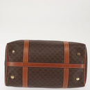 CELINE Macadam Canvas Boston Bag PVC Brown Gold Auth SW1520-5