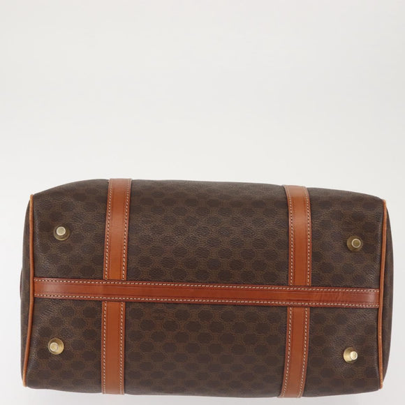 CELINE Macadam Canvas Boston Bag PVC Brown Gold Auth SW1520