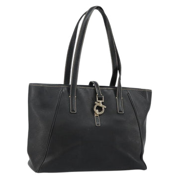 Salvatore Ferragamo Tote Bag Leather Black Gold Auth SW1521