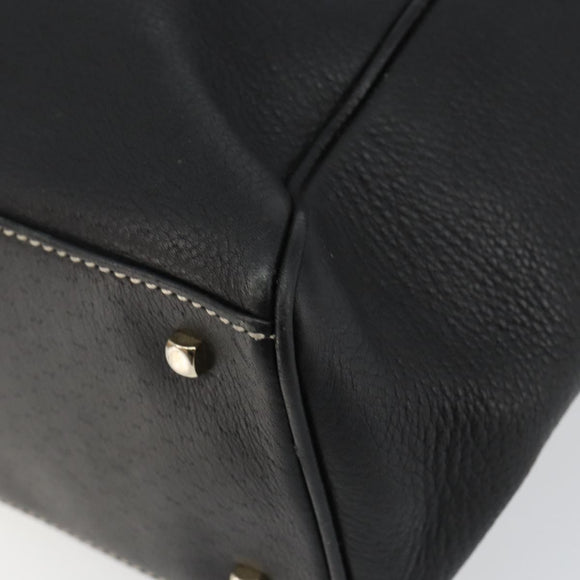 Salvatore Ferragamo Tote Bag Leather Black Gold Auth SW1521