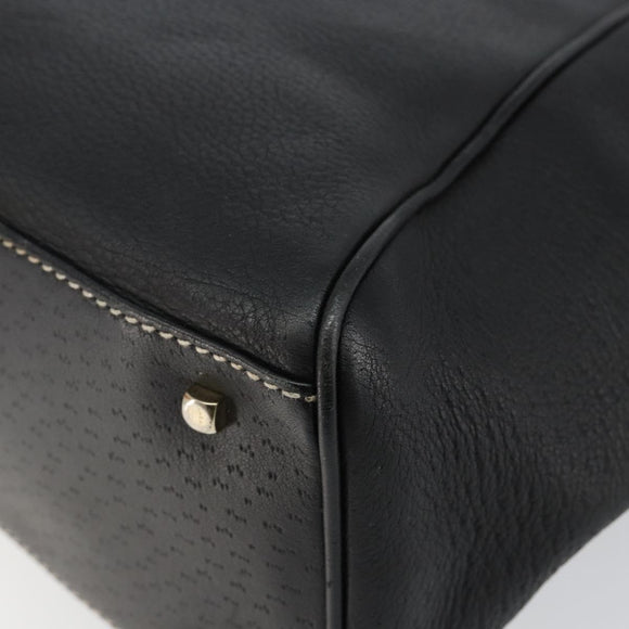 Salvatore Ferragamo Tote Bag Leather Black Gold Auth SW1521