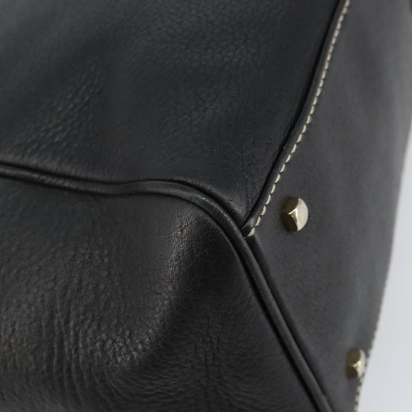 Salvatore Ferragamo Tote Bag Leather Black Gold Auth SW1521