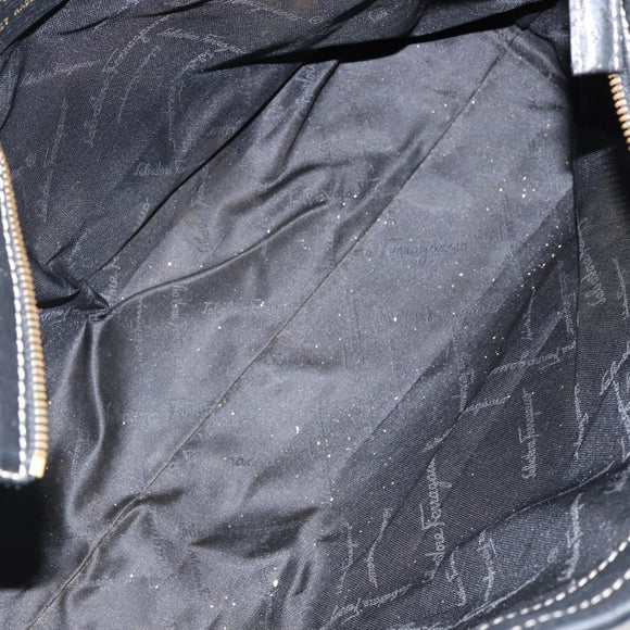 Salvatore Ferragamo Tote Bag Leather Black Gold Auth SW1521