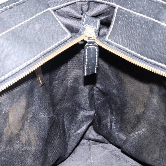 Salvatore Ferragamo Tote Bag Leather Black Gold Auth SW1521