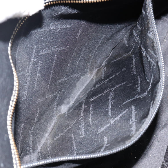 Salvatore Ferragamo Tote Bag Leather Black Gold Auth SW1521