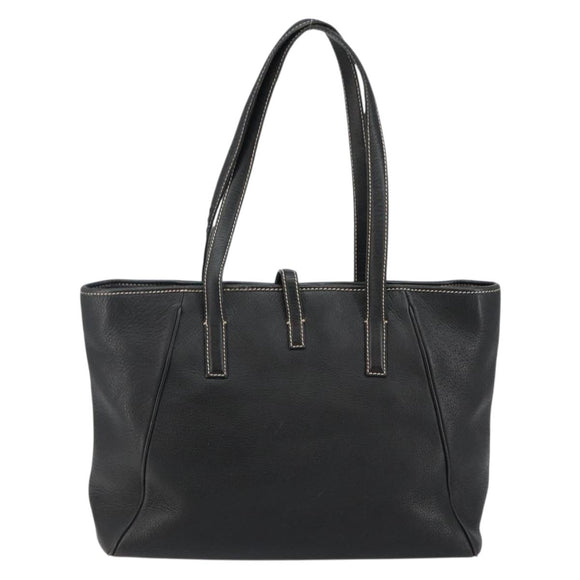 Salvatore Ferragamo Tote Bag Leather Black Gold Auth SW1521