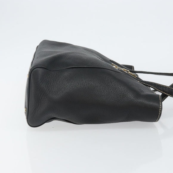 Salvatore Ferragamo Tote Bag Leather Black Gold Auth SW1521