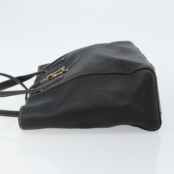 Salvatore Ferragamo Tote Bag Leather Black Gold Auth SW1521