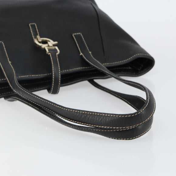 Salvatore Ferragamo Tote Bag Leather Black Gold Auth SW1521