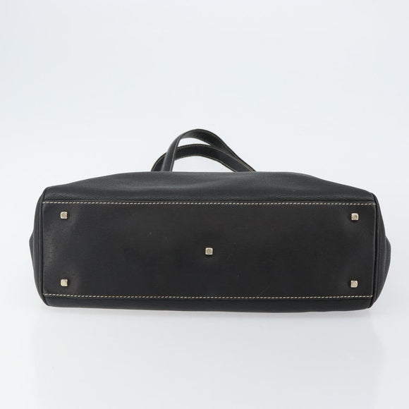 Salvatore Ferragamo Tote Bag Leather Black Gold Auth SW1521