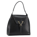 VALENTINO Hand Bag Leather Black Gold Auth SW1523-1