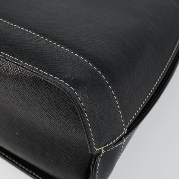 VALENTINO Hand Bag Leather Black Gold Auth SW1523