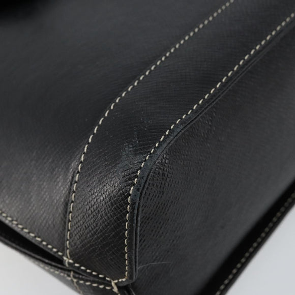 VALENTINO Hand Bag Leather Black Gold Auth SW1523