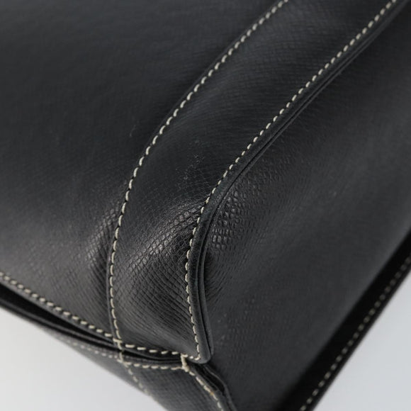 VALENTINO Hand Bag Leather Black Gold Auth SW1523