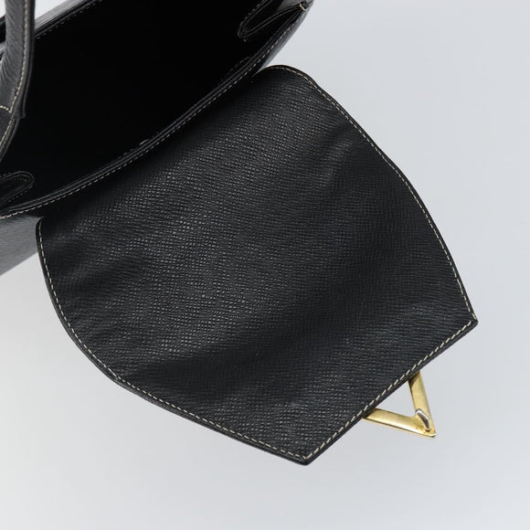 VALENTINO Hand Bag Leather Black Gold Auth SW1523