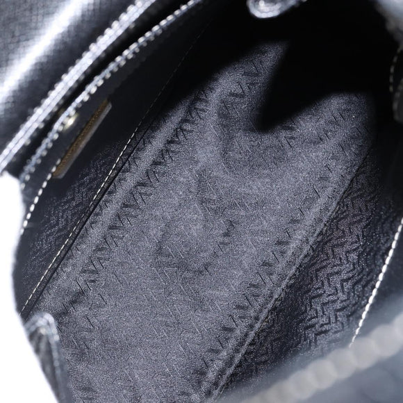 VALENTINO Hand Bag Leather Black Gold Auth SW1523