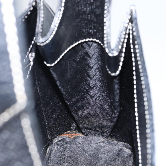 VALENTINO Hand Bag Leather Black Gold Auth SW1523