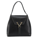 VALENTINO Hand Bag Leather Black Gold Auth SW1523-13