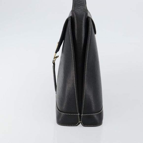 VALENTINO Hand Bag Leather Black Gold Auth SW1523